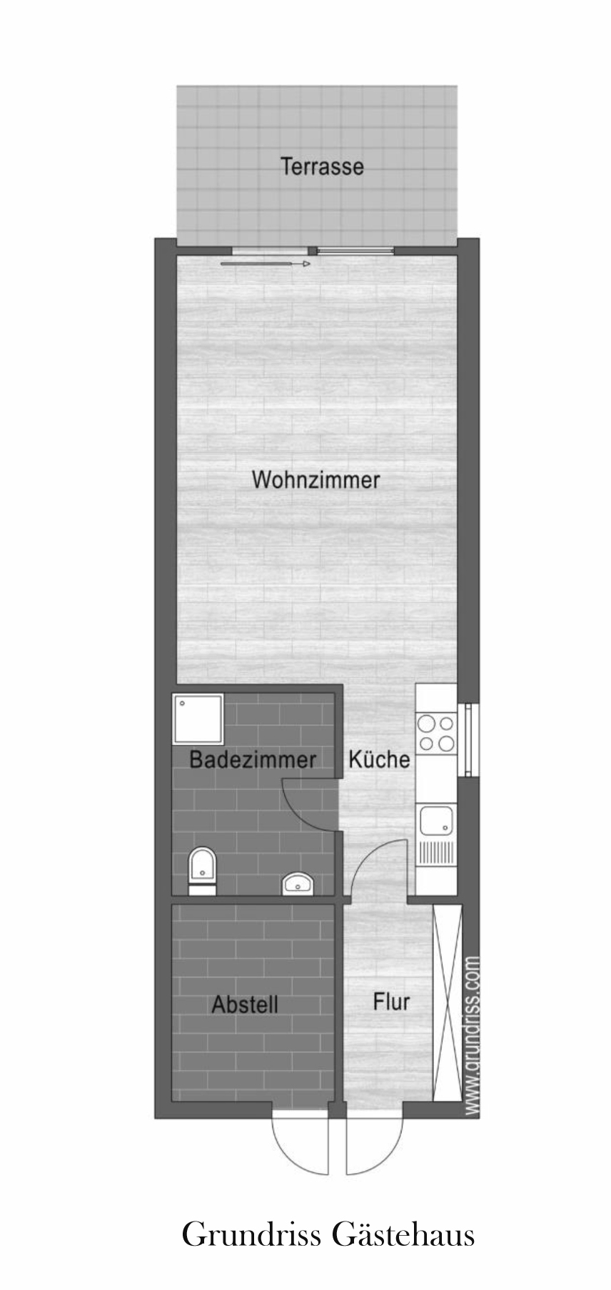 Grundriss Gästehaus – Designvilla Niederlehme ca. 57 qm